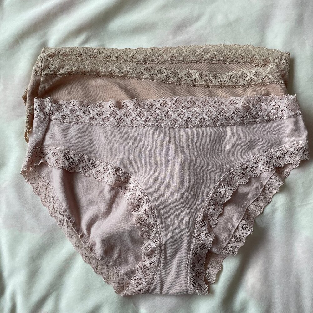 Natori Bliss Briefs 3 Pack Lace Trim Size Small